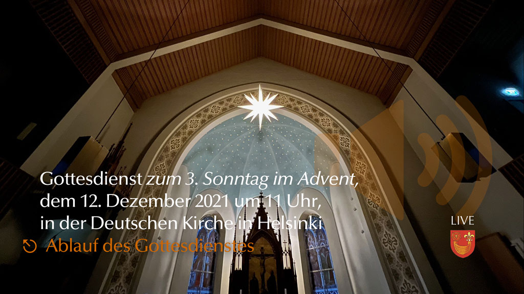 Gottesdienstordnung und Liedblatt am 12. Dezember 2021 um 11 Uhr (PDF) Gottesdienstordnung und Liedblatt am 12. Dezember 2021 um 11 Uhr (PDF)